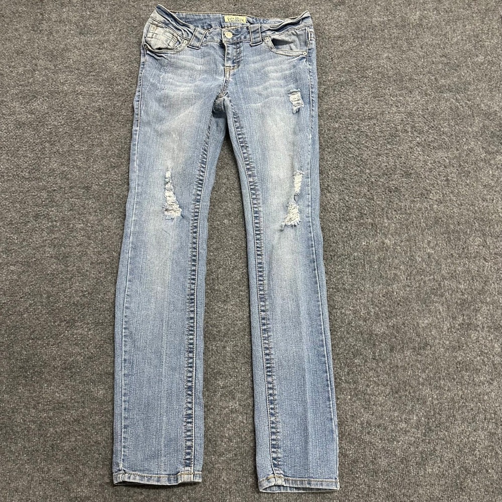 Paris Blues Jeans Womens Size 9 Light Wash Skinny Stretch Distressed Casual
